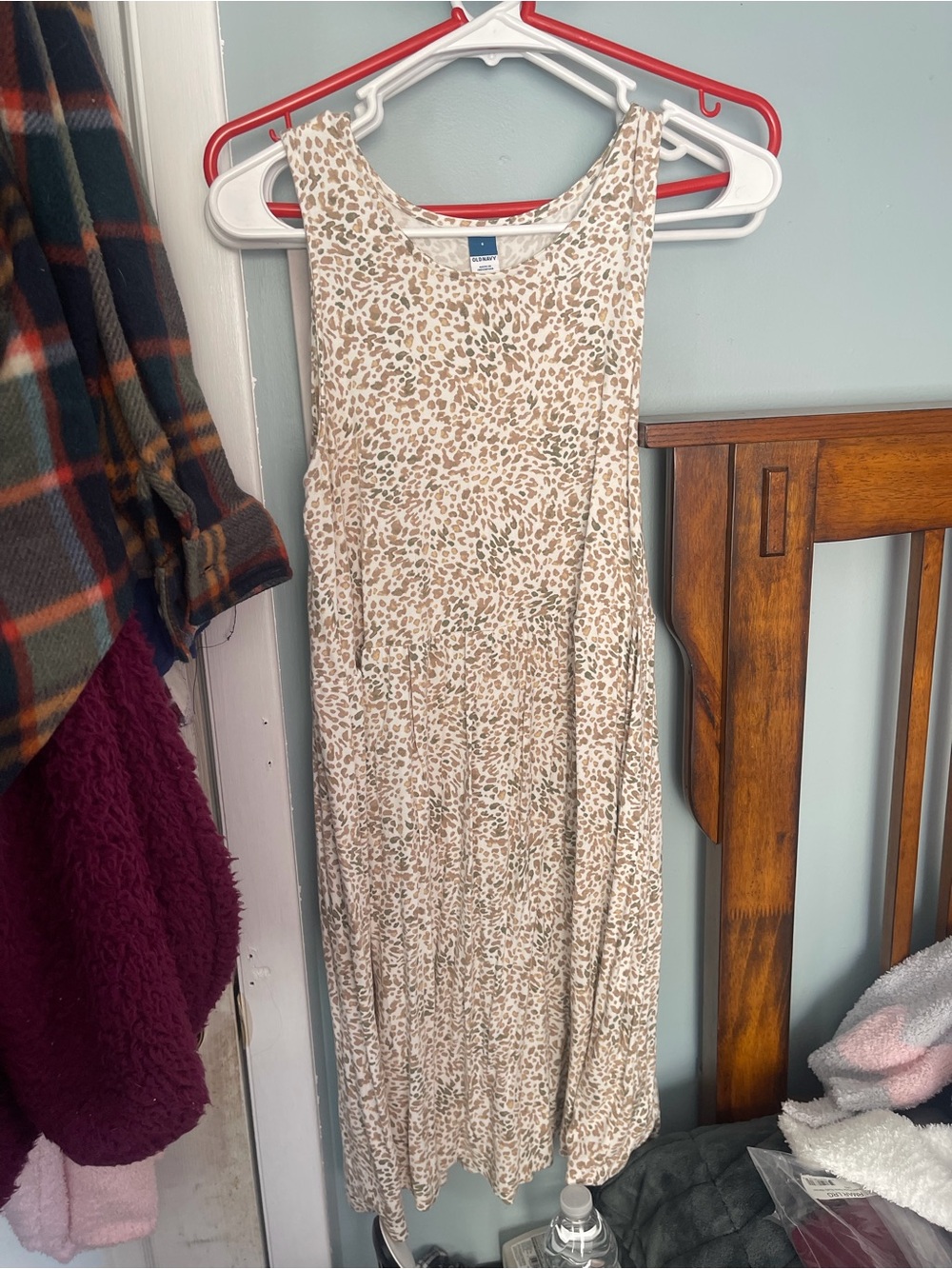 Old navy Sleeveless Beige Leopard Print Midi Dress